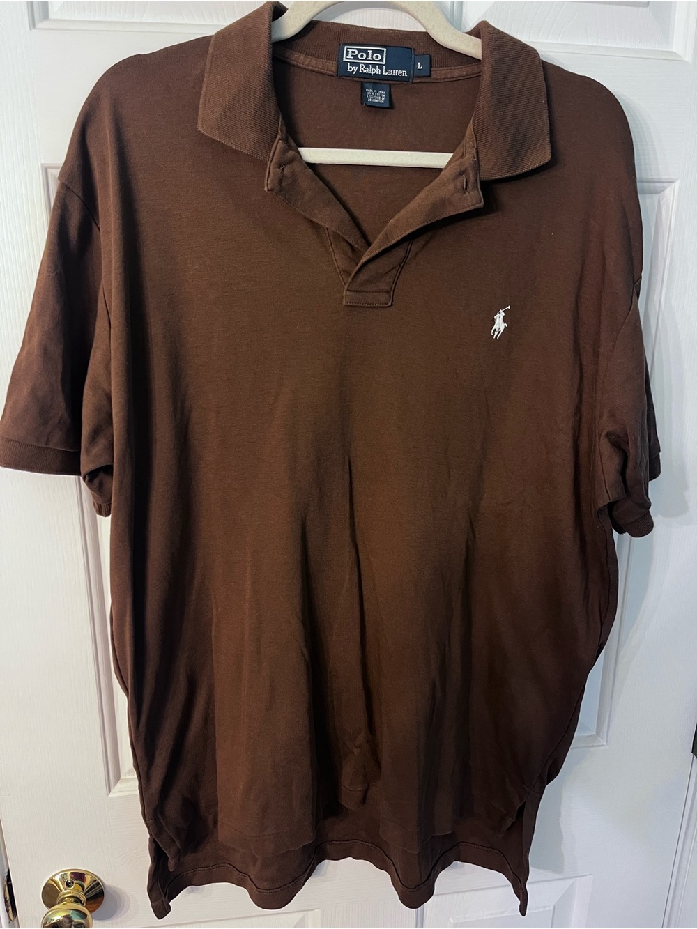 Polo Ralph Lauren Men's Brown Short-Sleeve Polo Shirt Large L